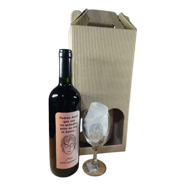 Vino Y Copa Impresa En Caja, Personajes, Para Papá O Abuelos
