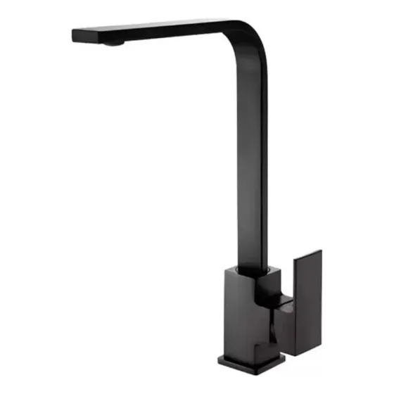 Torneira Gourmet Cozinha Domum Monocomando Quadrada Preta Fs