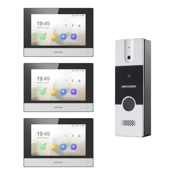 Kit Portero Visor Hikvision Ip Wifi 3 Pantallas Lcd 1080p Hd