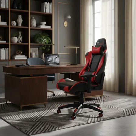 Silla Gamer Ergonómica Gerencial Rojo Cuero Sintético