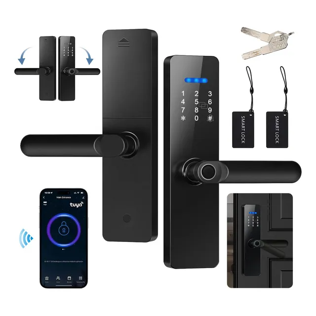 Chapa Cerradura Inteligente Electrónica Tuya Wifi 5 Maneras Códigos,huellas,llave,tarjeta,tuya App Espesor De La Puerta Recomendado 40-65mm