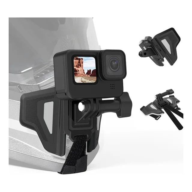 Soporte Menton Frontal Gris Para Casco Moto Telesin Gopro 