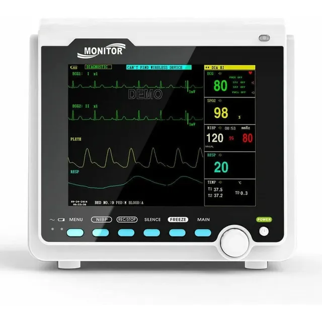 Monitor 8  Humano 6 Parâmetros Ecg Nibp Resp Spo2 Pr Temp