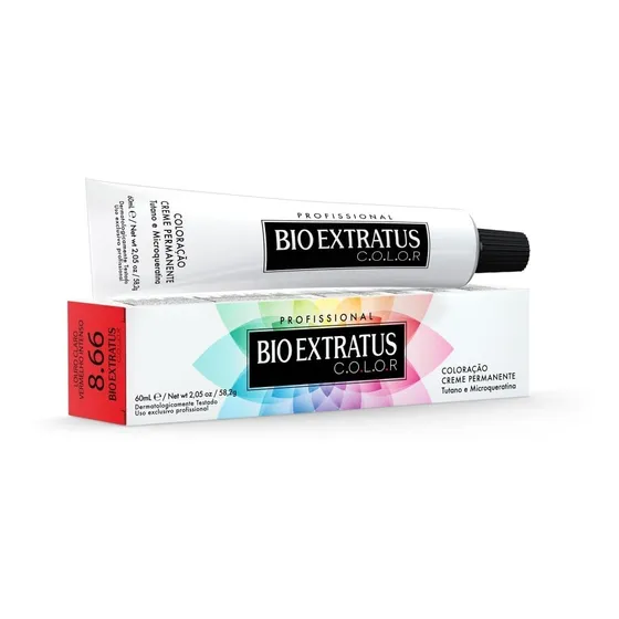 Tintura Bio Extratus Color Coloração Creme 8.66 Louro Claro Vermelho Intenso 60mL