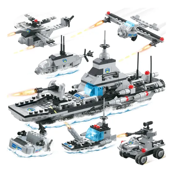 Juego Bloques Construcción Barco Policia Navidad