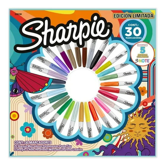 Marcadores Sharpie Permanentes Punta Fina 25+5 Resaltadores