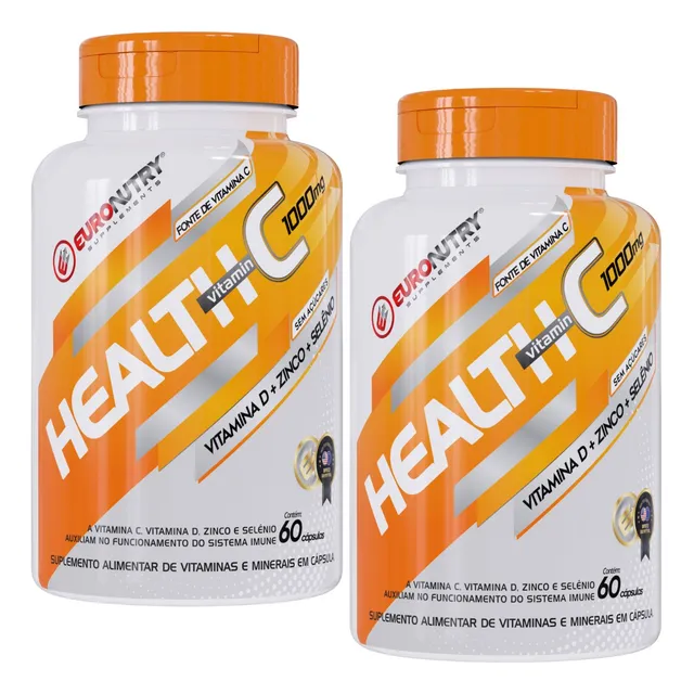 2x Vitamina C 1000mg + D + Zinco + Selênio Pele E Imunidade