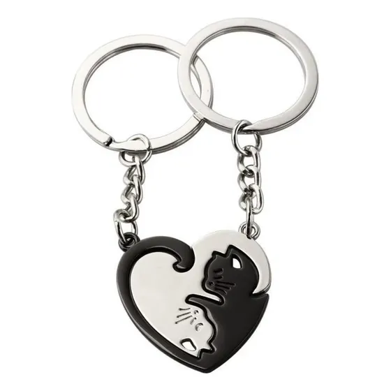 V Set De Llaveros Pareja Gatitos Yin Yang Con Forma De