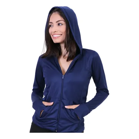 Jaqueta Dry Fitness Feminina Roupa Academia Bolso Capuz Leve
