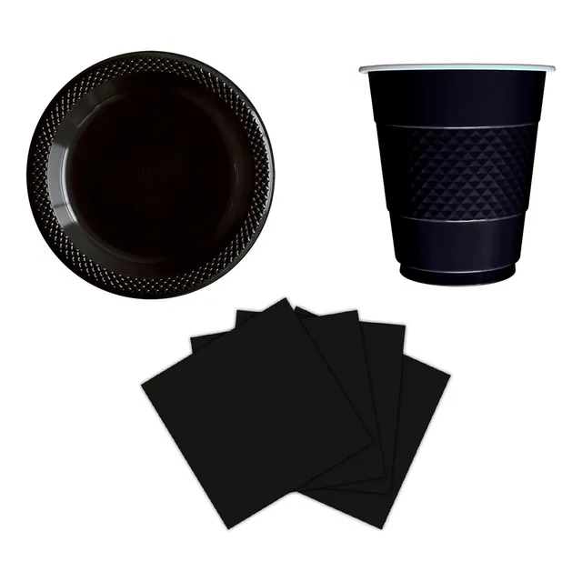 Kit Platos Vasos Servilletas Desechables Unicolor Sempertex