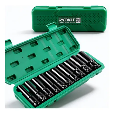 Jogo Soquete Longo Sextavado Impacto Ryoku 1/2 8-24 Mm 10pcs