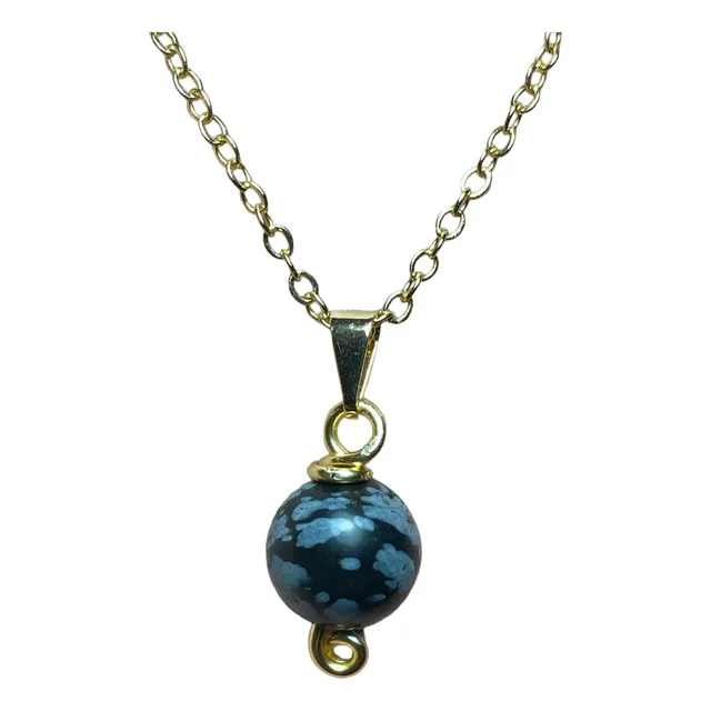 Cadena Con Dije De Piedra Natural Obsidiana 