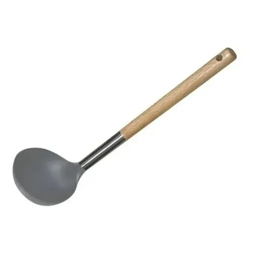 Cucharon Nylon Mango Madera Utensilio Cocina Hudson Hsk Color Gris
