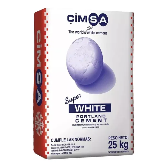 Cemento Cimsa Super Blanco Saco 25kg Importado.