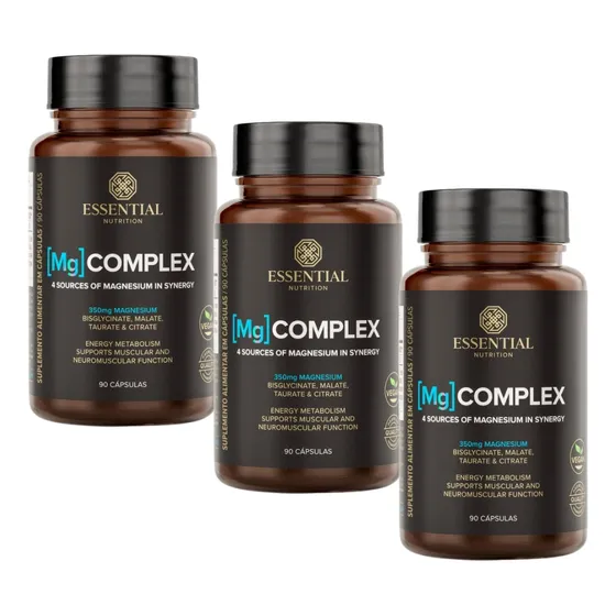 Kit 3x Mg Complex  4 Fontes De Magnésio (90 Caps) Essential