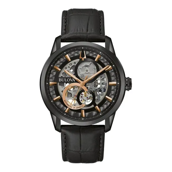 98a283 Reloj Bulova Sutton Automatic 43mm Negro/rosado Color de la correa Negro Color del bisel Negro
