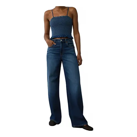 Jeans American Eagle Tiro Alto Holgado Stretch Drapeado
