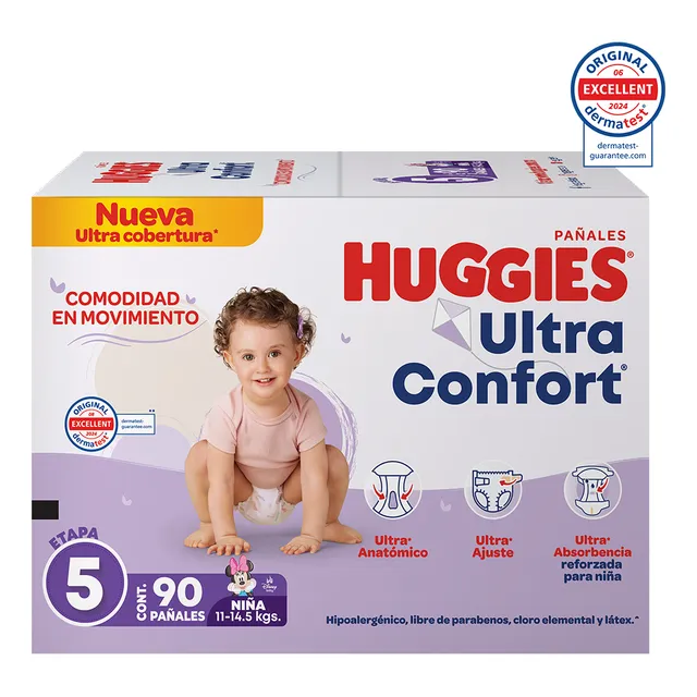Pañales Huggies Ultraconfort Etapa 5 Niña 90 Piezas