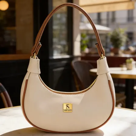 Bolsa Feminina Tote Meia Lua De Ombro E Mão Sofisticada Acambamento dos ferragens Ouro Cor MARIFM Correia de ombro Marrom Desenho do tecido Lisa