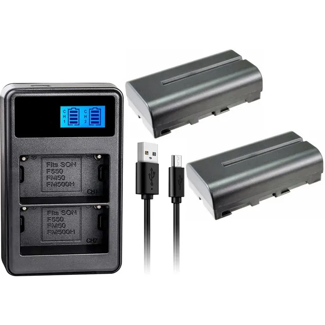 2baterías Np-f550 100% Compatibles Con Sony + Cargador Dual 