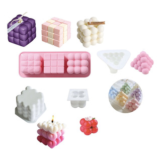 4 Moldes Silicón Rubik Bubble Cubo Burbujas Pirámide Corazón 4 Moldes Silicón Rubik Bubble Cubo Burbujas Pirámide Corazón