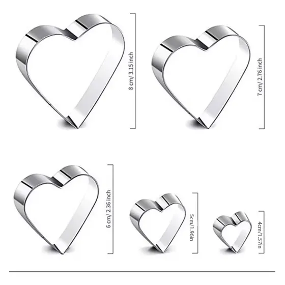 Juego Moldes Cortadores De Corazones Galletasfondant