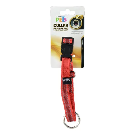 Collar Ultra Grip Bandas Reflejante Chico Rojo Fancy Pets