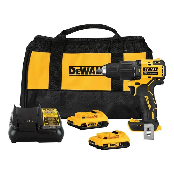 Taladro percutor atornillador inalámbrico de 13mm DeWalt DCD709D2 20V + 2 baterías de 2Ah + accesorio con bolsa 20V