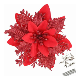 Xj 30 Flores Artificiales De Nochebuena Rojas De 14 Cm Para Xj 30 Flores Artificiales De Nochebuena Rojas De 14 Cm Para