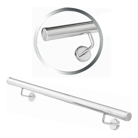 Corrimão De Parede Rampa Escada Em Aço Inox 4 Mts Bipartido