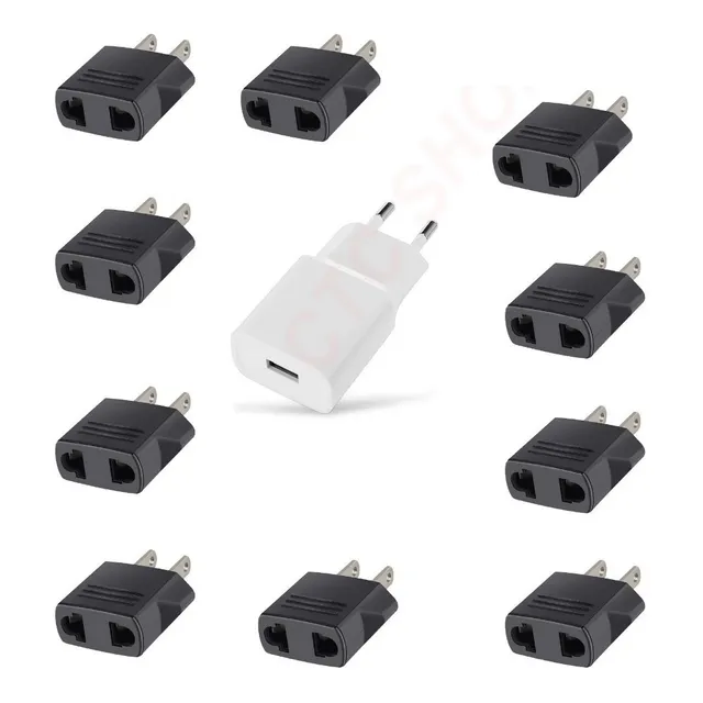 10 Clavija Convertidor Europeo A Americano Adaptador Adapter