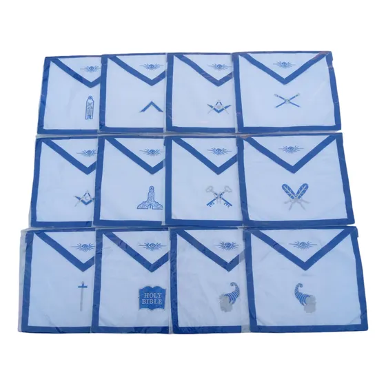 12 Delantal Azul Masonico Casa Algodon 14 X 16 