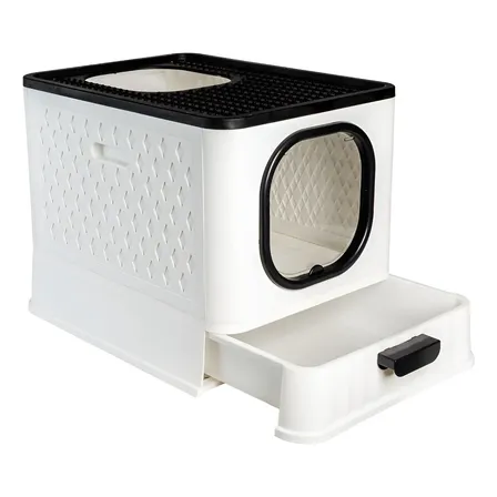 Caixa De Areia Para Gatos Fechada Furba Grande Sandbox Luxo Branco Branco