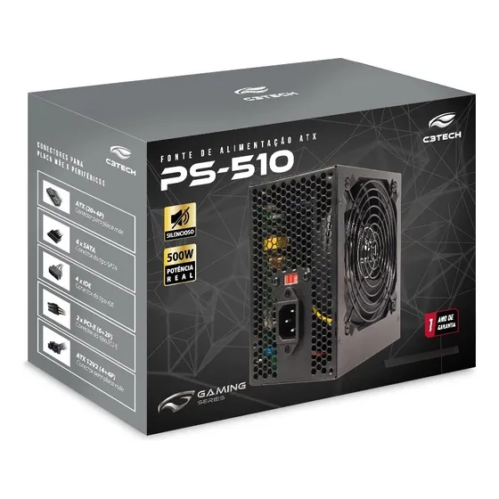C3 Tech fonte Atx 500w Ps-510bk gaming