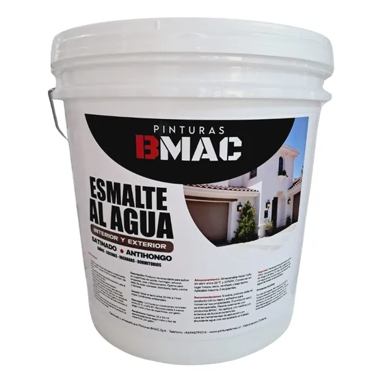 Esmalte Al Agua Satinado Blanco Tineta Bmac Blanco Satinado