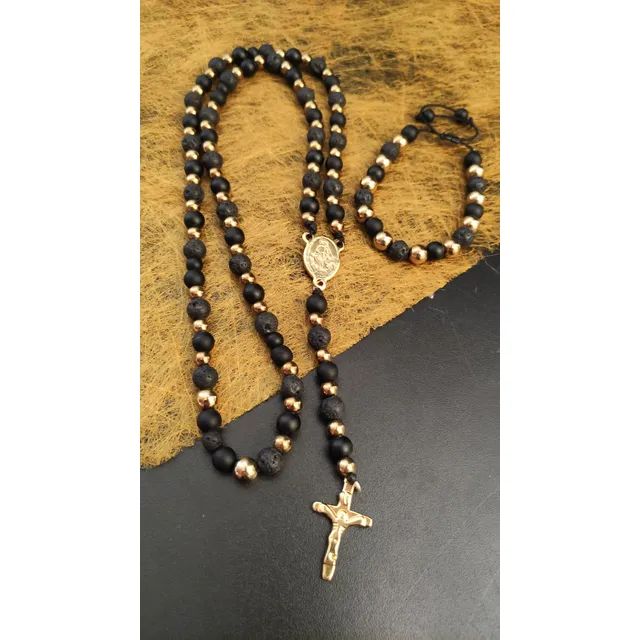 Rosario De Piedras Naturales Para Caballero (+ Pulsera) 
