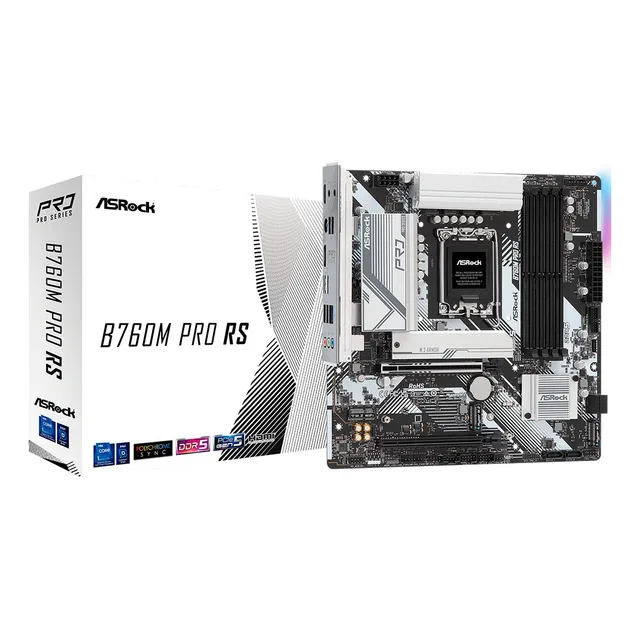 Placa madre Asrock B760m Pro Rs Intel Lga 1700 Matx 4xdd5, color negro