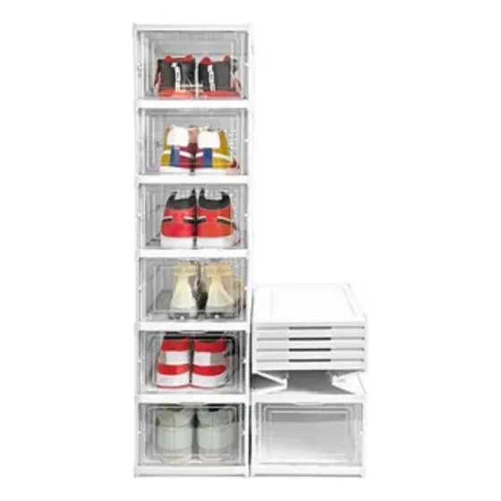 Sapateira Vertical Empilhável Caixa Sapato Tênis 6 Andares Cor Branco