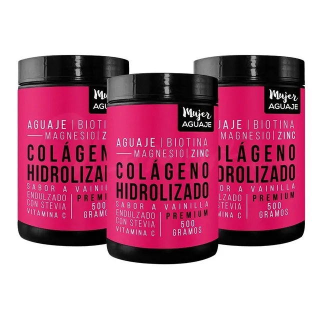 Pack De 03 Colagenos 500 Gramos Con Stevia, Aguaje & Biotina Sabor Vainilla