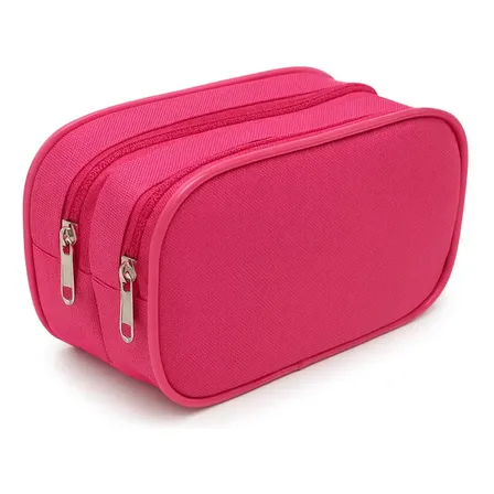 Estojo Escolar Duplo Liso Costura Com Vivo Reforçado Rosa Duplo Liso Vivo