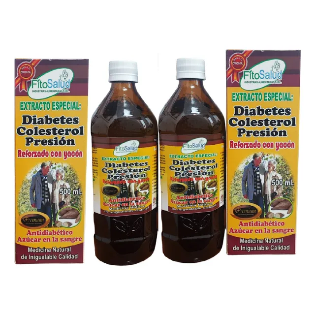 Jarabe Tónico Diabetes Colesterol Presion 500ml Pack 2 Jarab