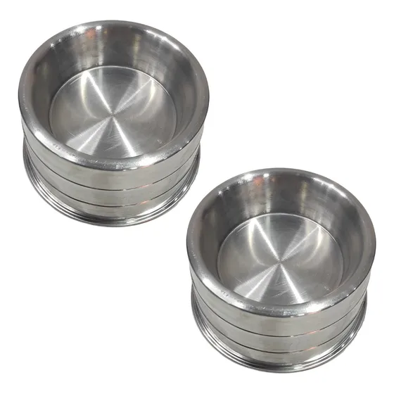 Kit C/ 2 Vasilha Comedouro Alumínio Polido Cães Cocker 600ml