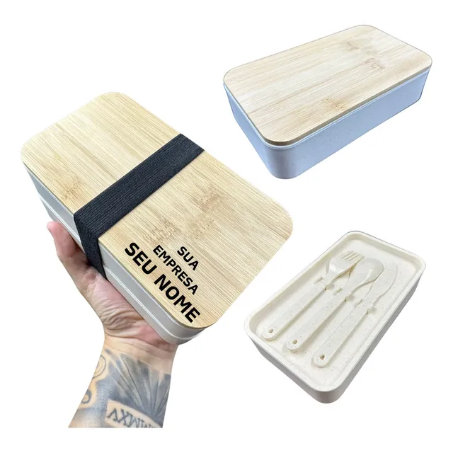 Marmita Dupla Personalizada Talher 2 Divisórias Porta Comida