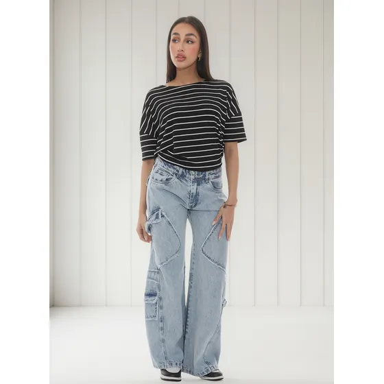 Pantalón Jean Wide Leg Bielorrusia Mujer . .