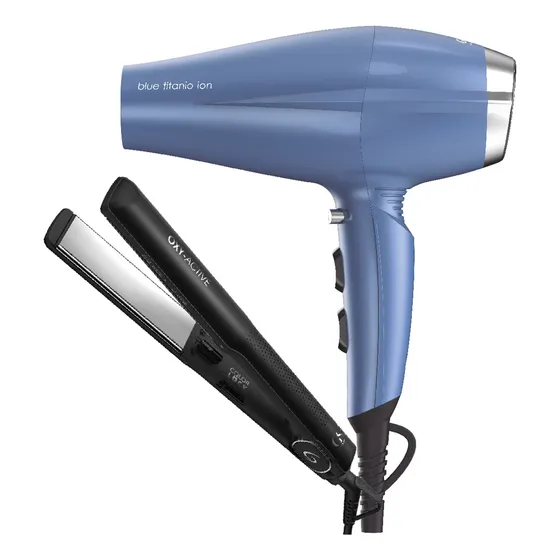 Combo Gama Planchita G-style Gse + Secador Blue Titanio
