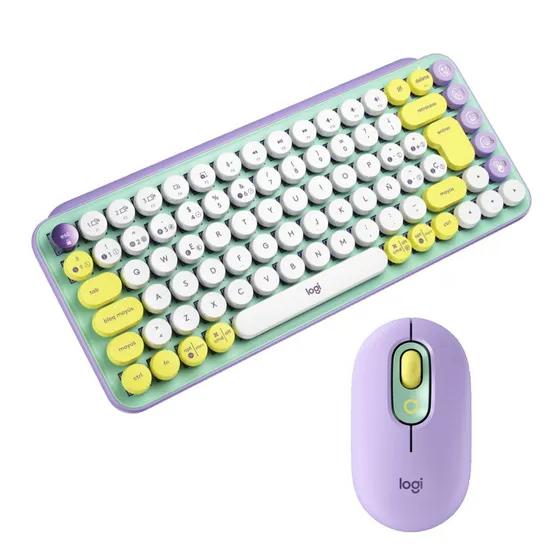 Kit Teclado Y Mouse Logitech Pop Inalámbrico + Pop Mecánico Color Del Teclado Violeta