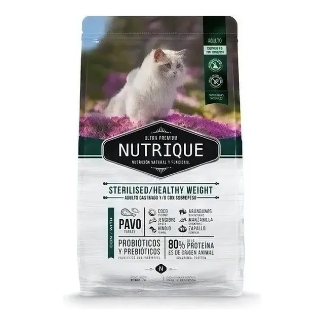 Alimento Nutrique Ultra Premium Sterilised Healthy Weight para gato adulto todos los tamaños sabor pavo de 2 kg