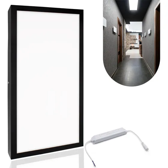 Painel Plafon Sobrepor Led 40w 30x60 Preto Luz Branco Frio 110v/220v