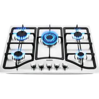 Parrilla De Gas Empotrable Estufa Gas De Mesa 5 Quemadores Acero Inoxidable Plateado 10.8kw Xiudeen