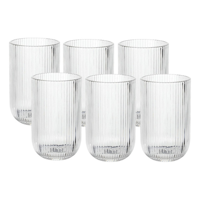 Kit 6 Copos Canelados De Vidro - Elegância Para Sua Mesa Kit 6 Copos Canelados De Vidro - Elegância Para Sua Mesa